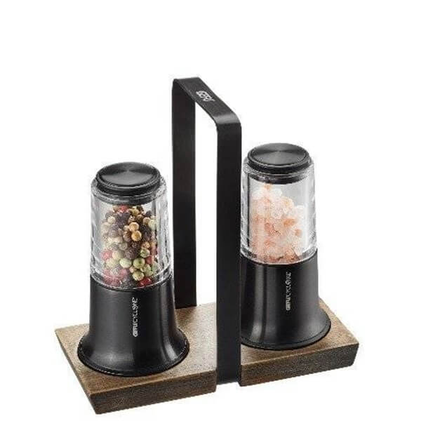 GEFU salt og peber sæt med holder sort