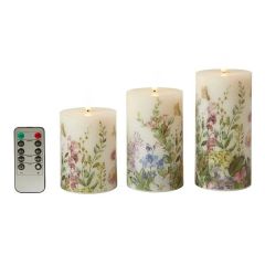 Da'core Bloklyssæt 3-pak LED med fjernbetjening flora