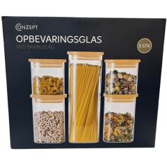 Conzept opbevaringsglas med bambuslåg 10 dele