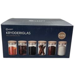 Conzept krydderiglas med Bambuslåg 6-pak