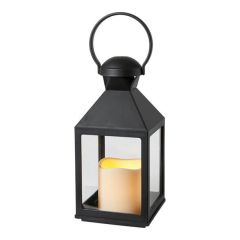 Da'core Lanterne med LED bloklys H22 cm. sort