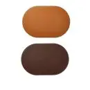 Da'core Dækkeserviet oval PU fake læder mørk brun/cognac vendbar