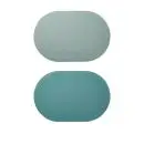 Da'core Dækkeserviet oval PU fake læder isblå/aqua vendbar