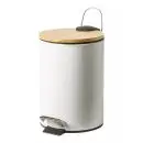 Da'core Pedalspand med bambuslåg H38 cm hvid