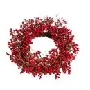 Kunstig grankrans m/røde bær - Ø60 cm