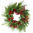 Kunstig grankrans m/bær & nåle - Ø60 cm