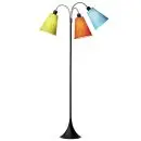 Trafik Gulvlampe sort m/limegrøn, orange og turkis skærme