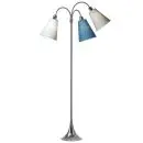 Trafik Gulvlampe krom m/lyseblå, petroleum og turkis blå skærme