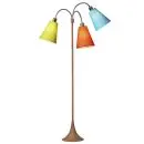 Trafik Gulvlampe trælook m/limegrøn, orange og turkis skærme