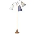 Trafik Gulvlampe trælook m/lyseblå, dalablå og turkis blå skærme