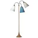 Trafik Gulvlampe trælook m/lyseblå, petroleum og turkis blå skærme