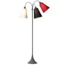 Trafik Gulvlampe grå m/hvid, sort og rød skærme