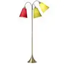 Trafik Gulvlampe messing m/rød, limegrøn og gul skærme