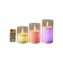 Da'core LED lys i glas med 3D flamme flerfarvet 3-pak