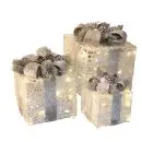 Julepakker med lys og hvidt bånd - 3-pak