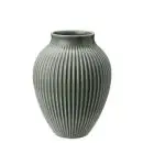 Knabstrup Vase med riller H20 cm mat grøn