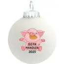 Julekugle mat hvid "Jeg fik mandlen 2025"