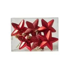 Stjerne ornament 12 cm 6 stk plast rød