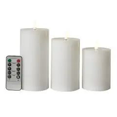 Da'Core LED bloklys flad top 3-pak D7,5x10/12,5/15 remote hvid