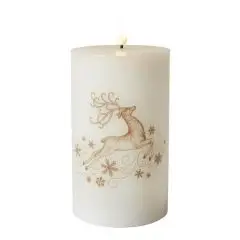 Da'core LED bloklys 3D flamme Rensdyr creme