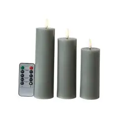 Da'core LED bloklys flad top 3-pak Mørk grøn