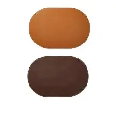 Da'core Dækkeserviet oval PU fake læder mørk brun/cognac vendbar