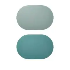 Da'core Dækkeserviet oval PU fake læder isblå/aqua vendbar