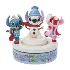 Disney Stitch & Angel with Snowman Rotating Figurine H15 cm