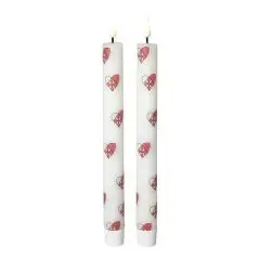 Da'core LED kronelys med 3D flamme julehjerter H22 cm 2-pak