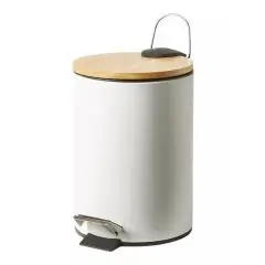 Da'core Pedalspand med bambuslåg H27,5 cm hvid