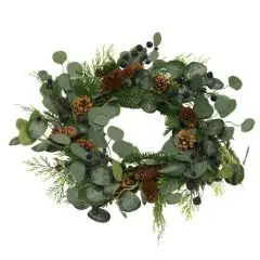Kunstig grankrans m/blåbær - Ø50 cm
