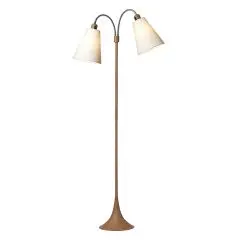 Fodgænger Gulvlampe trælook m/hvide skærme