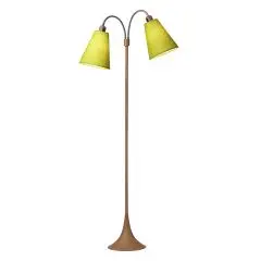 Fodgænger Gulvlampe trælook m/limegrønne skærme