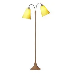 Fodgænger Gulvlampe trælook m/gule skærme