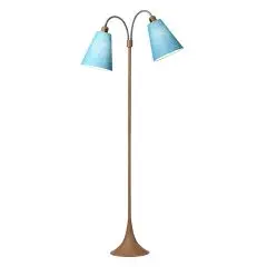 Fodgænger Gulvlampe trælook m/turkis skærme