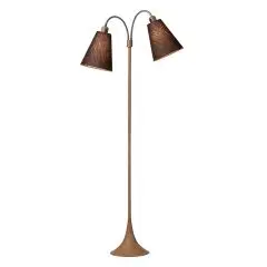 Fodgænger Gulvlampe trælook m/brune skærme