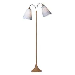 Fodgænger Gulvlampe trælook m/blå nistret skærme