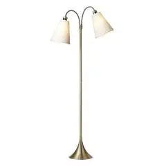 Fodgænger Gulvlampe messing m/hvide skærme