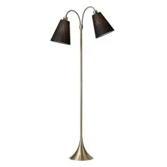 Fodgænger Gulvlampe messing m/sorte skærme
