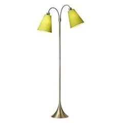 Fodgænger Gulvlampe messing m/limegrønne skærme