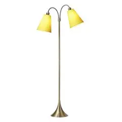 Fodgænger Gulvlampe messing m/gule skærme
