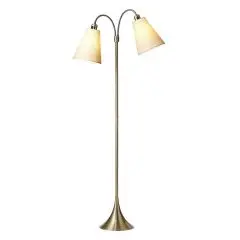 Fodgænger Gulvlampe messing m/creme skærme