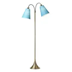 Fodgænger Gulvlampe messing m/turkis skærme