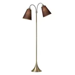 Fodgænger Gulvlampe messing m/brune skærme