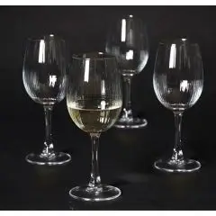 Da'core Hvidvinsglas Rillet med guldkant 4 stk