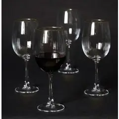 Da'core Rødvinsglas Rillet med guldkant 4 stk