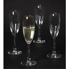 Da'core Champagneglas Rillet med guldkant 4 stk