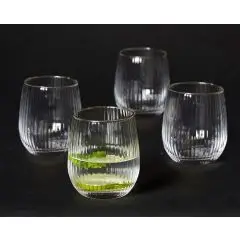 Da'core Vandglas Rillet med guldkant 35 cl. 4 stk