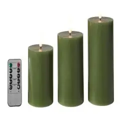 Da'core Led Bloklys flad top 3-pak Oliven grøn