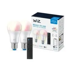 WiZ Smart Promotion standard 60W A60 E27 RGB 2PK + fjernbetjening